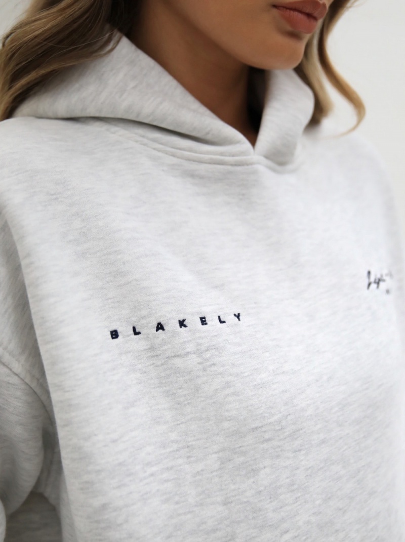 Blakely Life & Style Oversized Hoodie Marl White | 729-AMCFJH