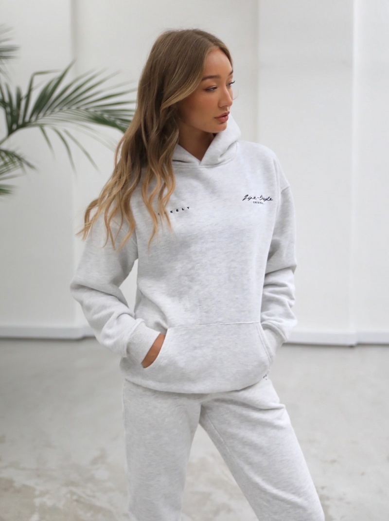 Blakely Life & Style Oversized Hoodie Marl White | 729-AMCFJH