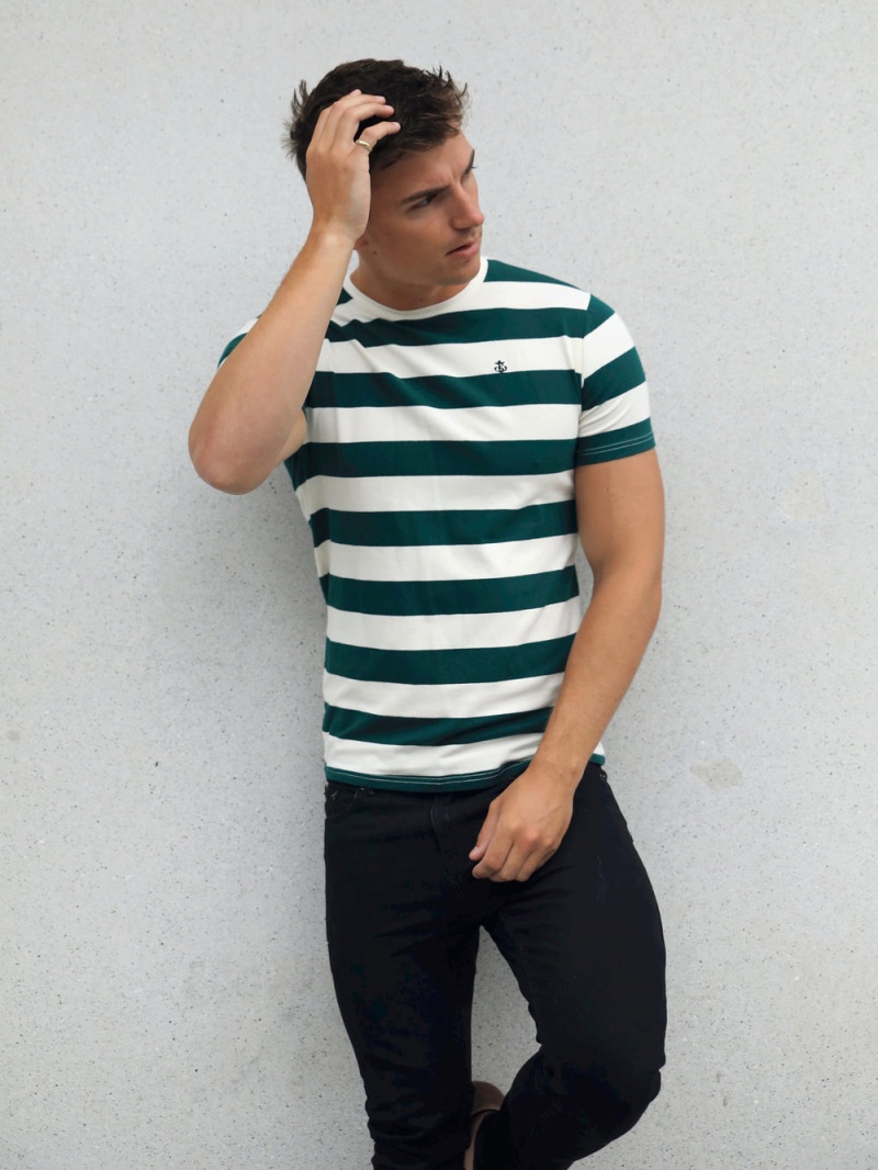 Blakely Loano Stripe T-Shirt Green | 125-XULDPC