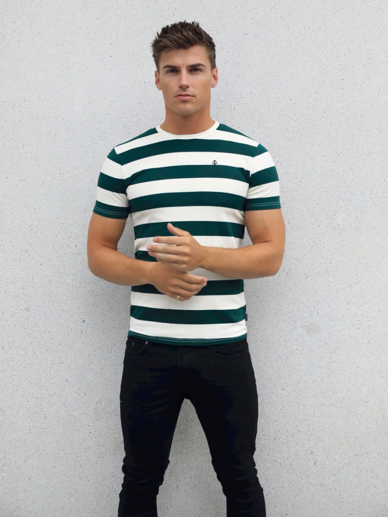 Blakely Loano Stripe T-Shirt Green | 125-XULDPC