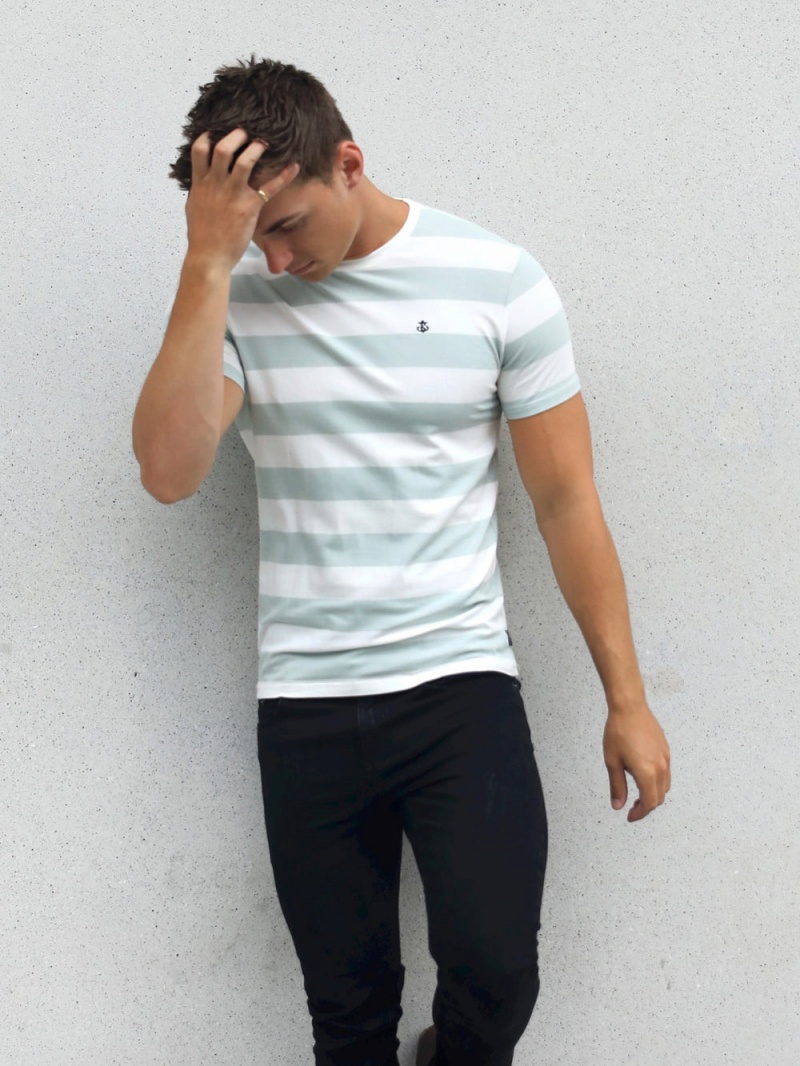 Blakely Loano Stripe T-Shirt Sage | 305-COBJYM