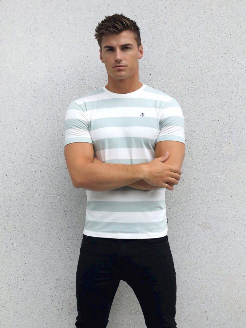 Blakely Loano Stripe T-Shirt Sage | 305-COBJYM