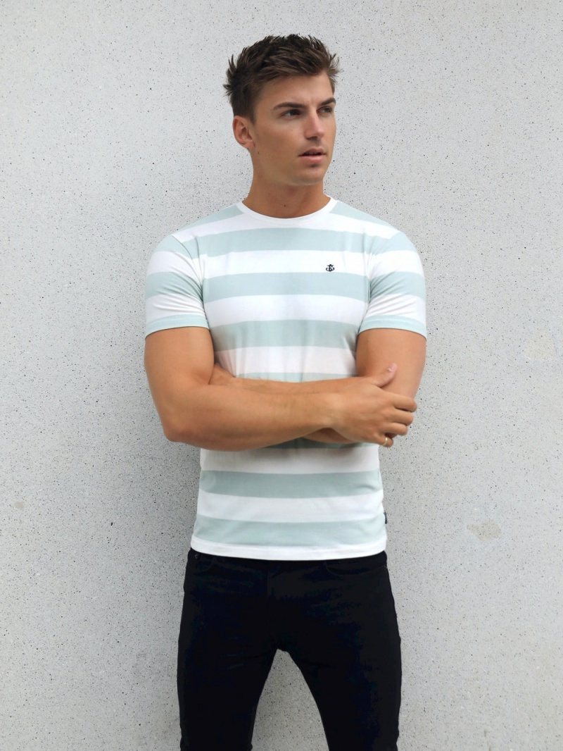 Blakely Loano Stripe T-Shirt Sage | 305-COBJYM