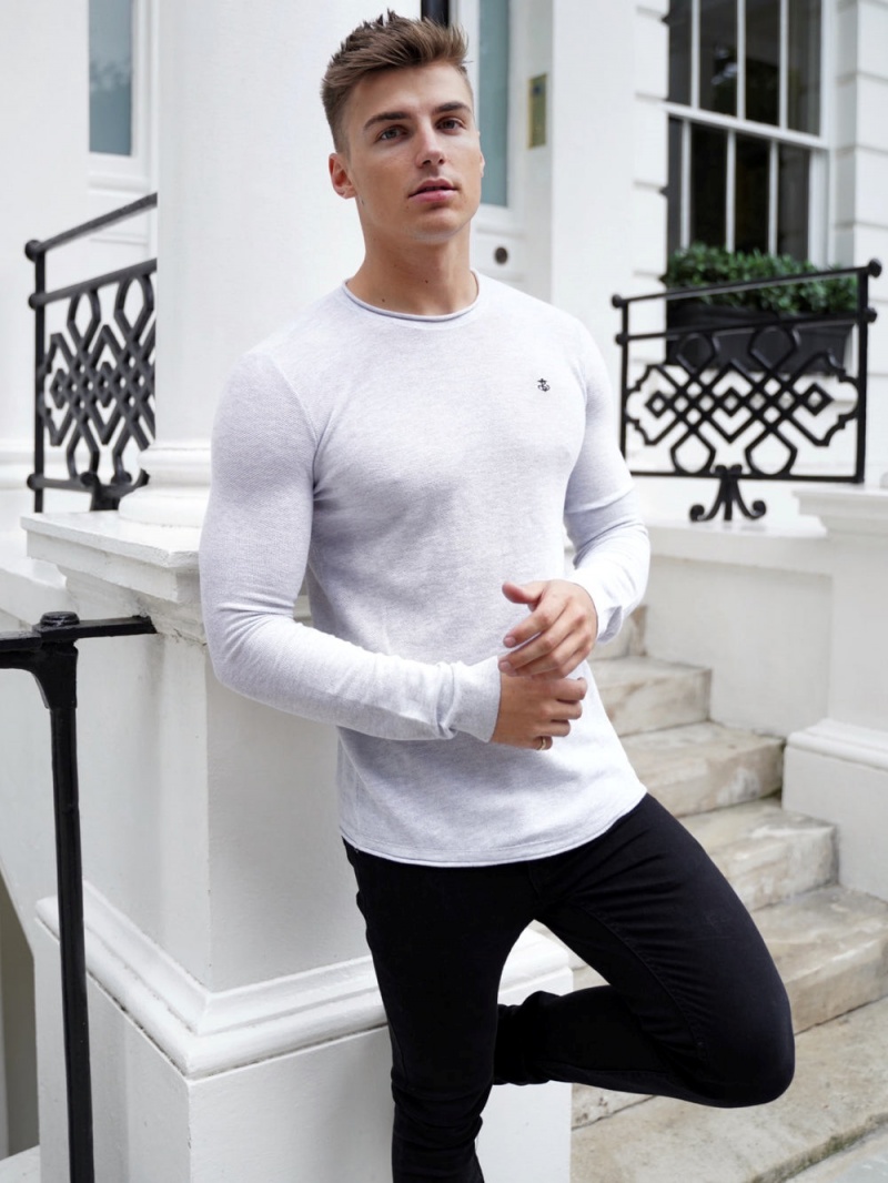 Blakely Mason Knit Jumper Marl White | 730-RLXPCT