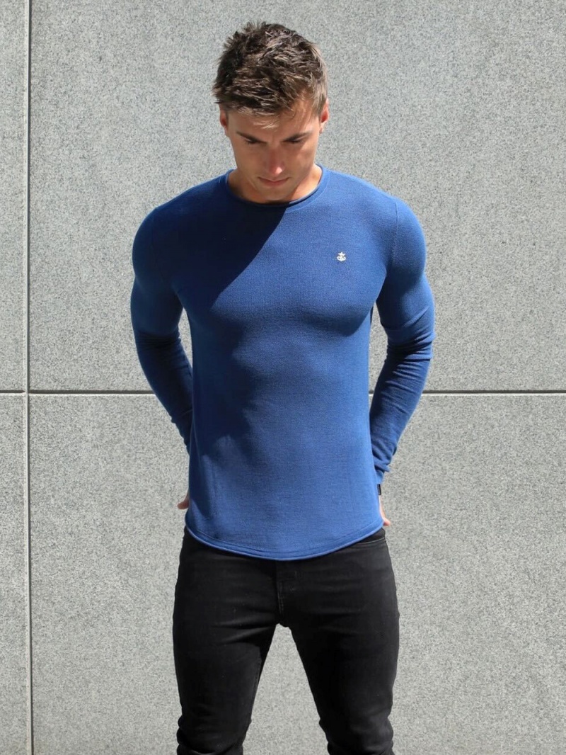 Blakely Mason Knit Jumper Mid Blue | 162-SYPJBX