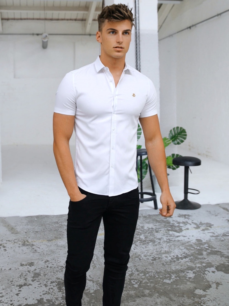 Blakely Melbourne Short Sleeve Shirt White | 617-QHEWJY