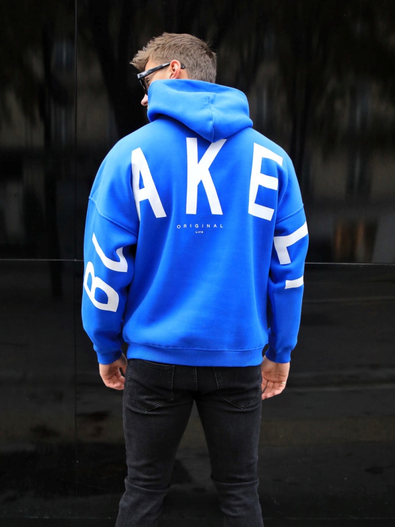 Blakely Members Idris Oversized Hoodie Cobalt Blue | 625-WQLARO