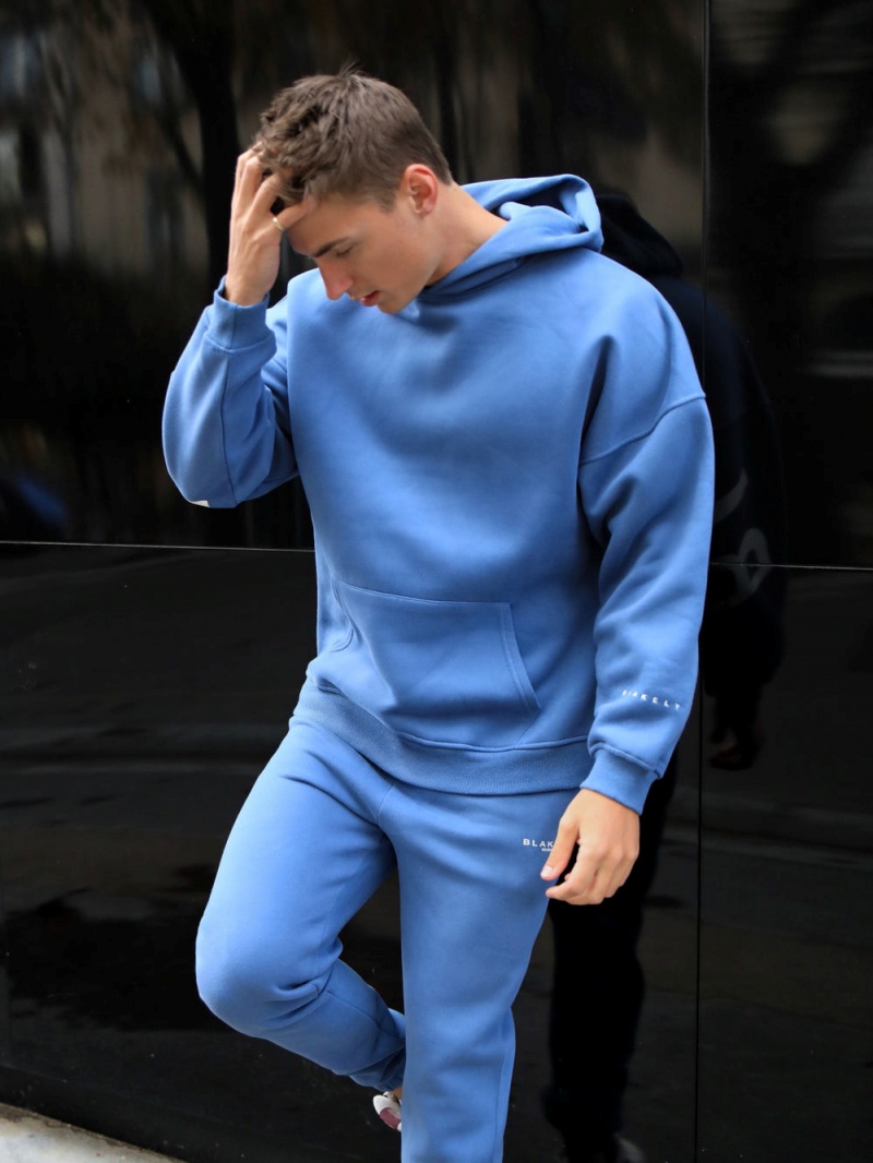 Blakely Members Idris Oversized Hoodie Mid Blue | 790-DBWFYL