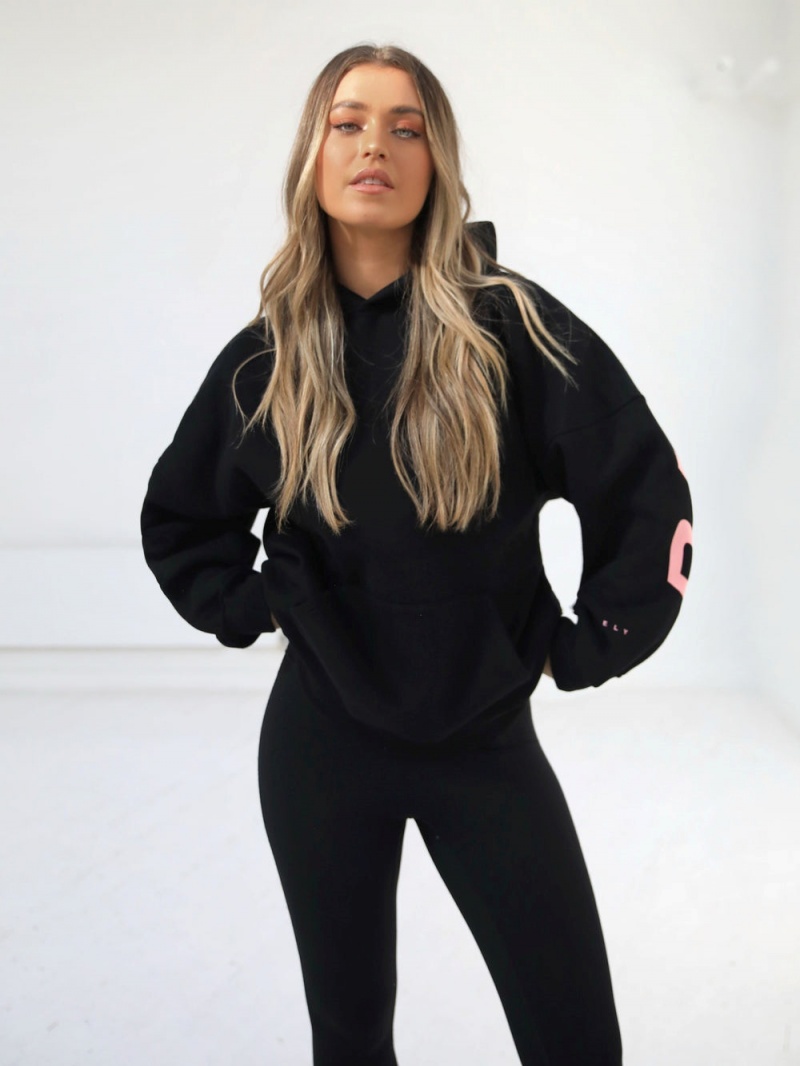 Blakely Members Isabel Oversized Hoodie Black & Pink | 873-OQFGSX