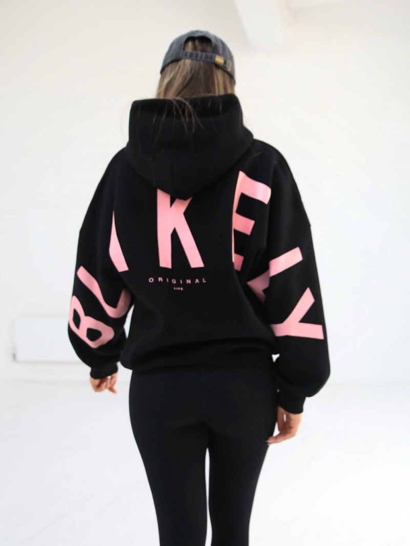 Blakely Members Isabel Oversized Hoodie Black & Pink | 873-OQFGSX