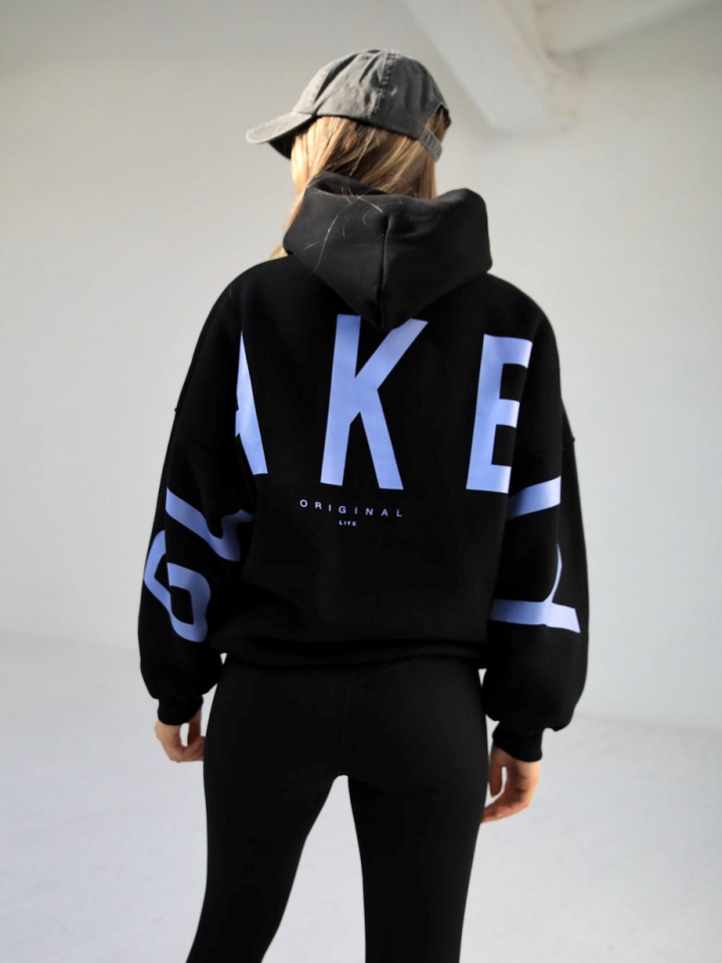 Blakely Members Isabel Oversized Hoodie Black & Blue | 752-NHTLQD