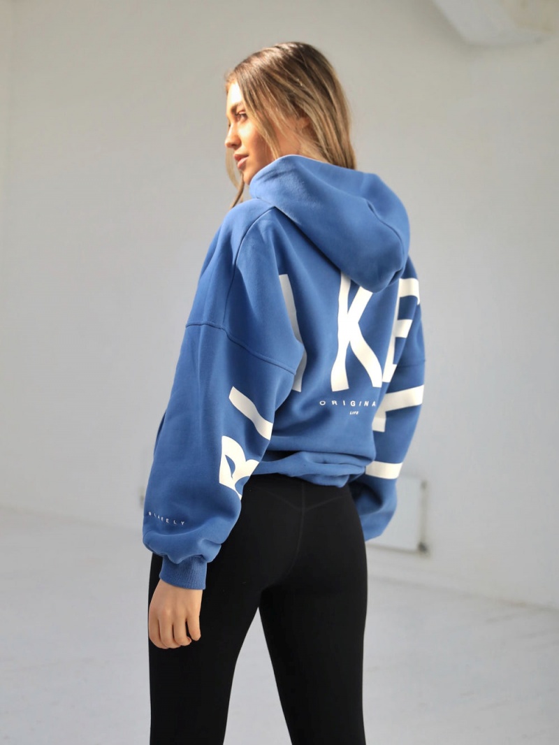 Blakely Members Isabel Oversized Hoodie Mid Blue | 618-XKLJNE