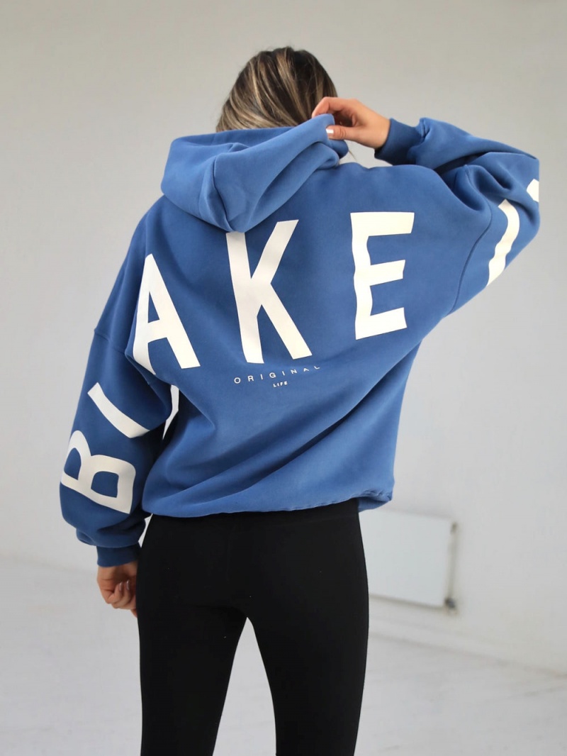 Blakely Members Isabel Oversized Hoodie Mid Blue | 081-PMDHCZ