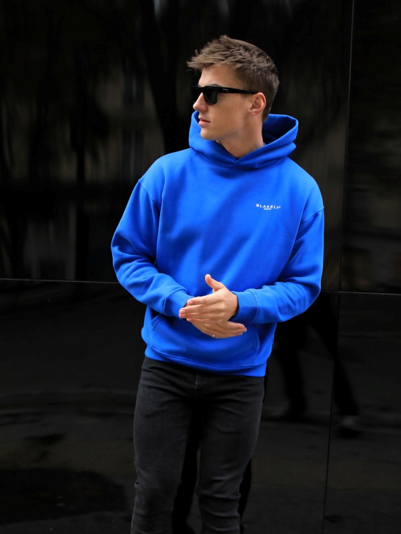 Blakely Members Relaxed Hoodie Cobalt Blue | 509-WVQBJC