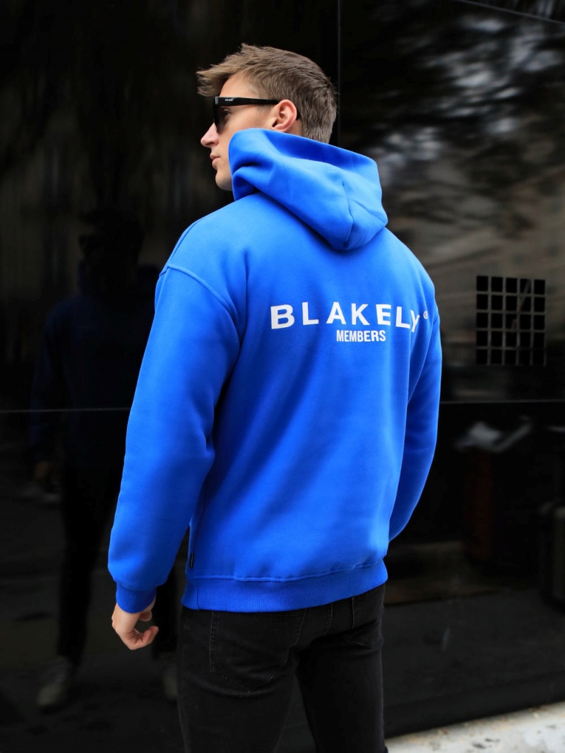 Blakely Members Relaxed Hoodie Cobalt Blue | 509-WVQBJC