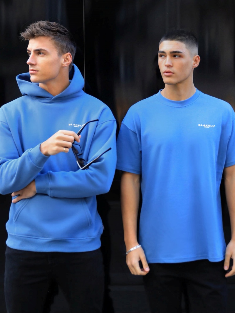 Blakely Members Relaxed Hoodie Mid Blue | 382-XUJIKF