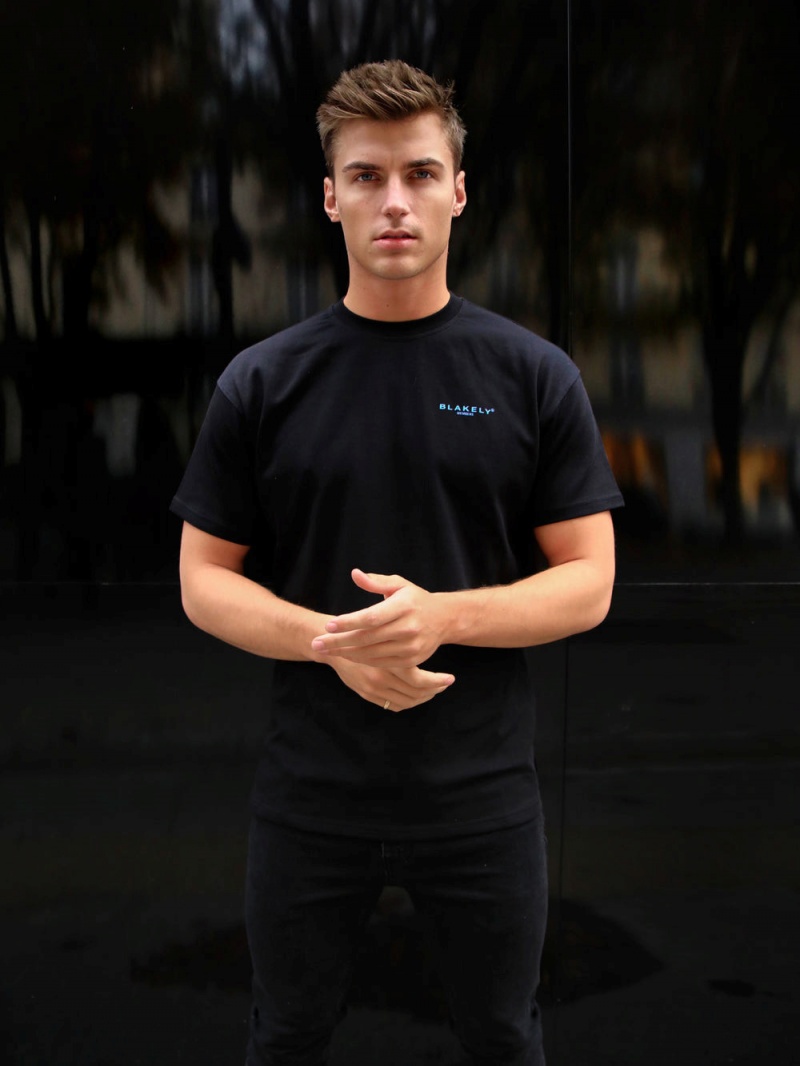 Blakely Members Relaxed T-Shirt Black & Blue | 185-BZOVCM