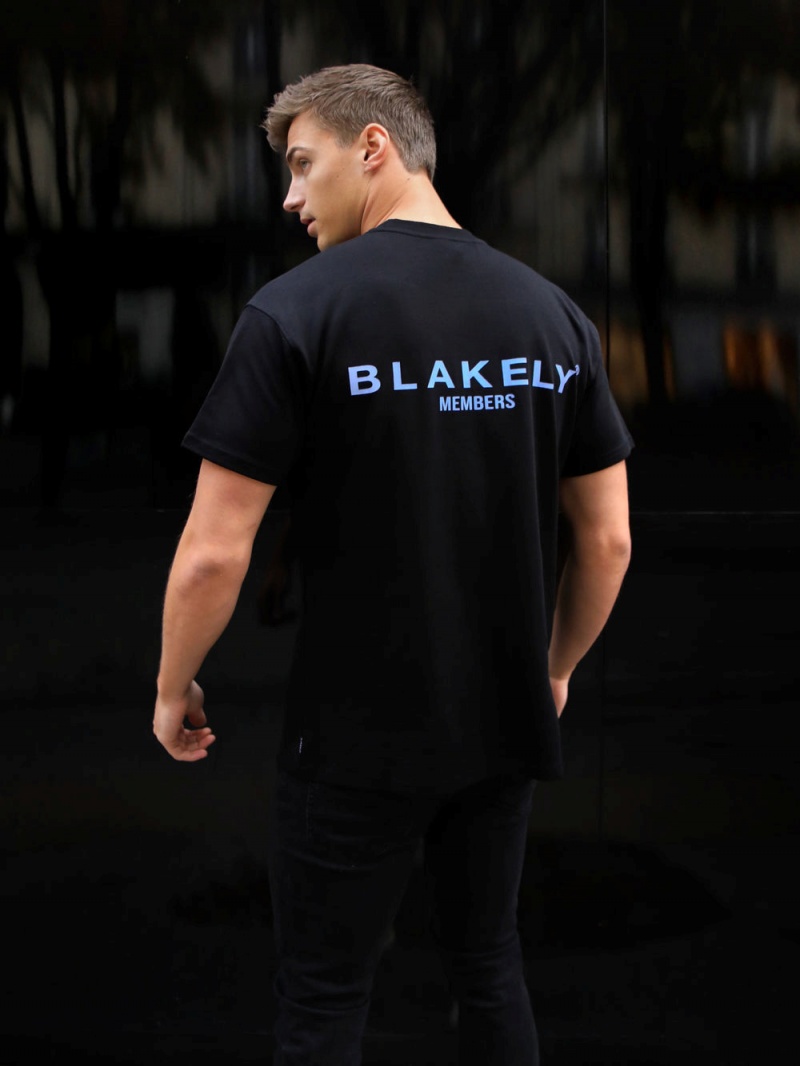 Blakely Members Relaxed T-Shirt Black & Blue | 185-BZOVCM