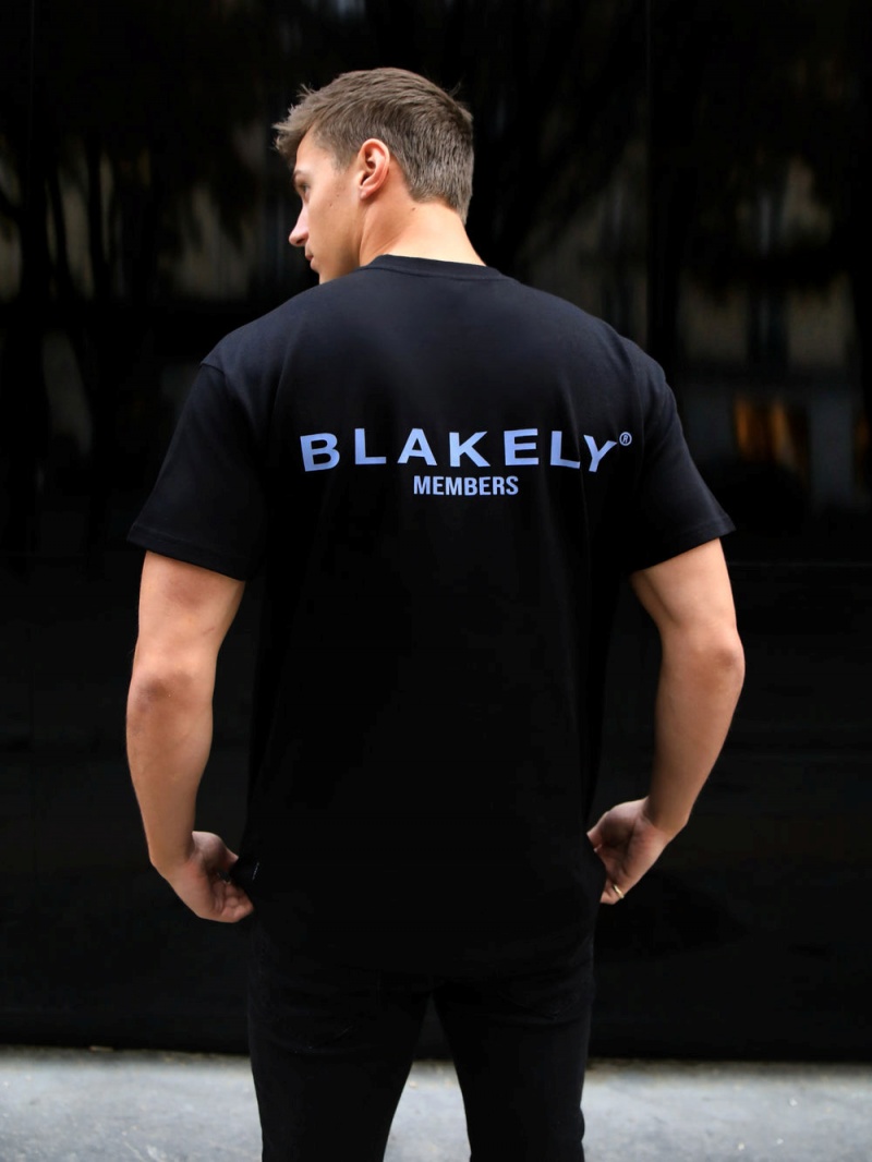 Blakely Members Relaxed T-Shirt Black & Blue | 185-BZOVCM