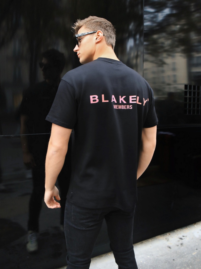 Blakely Members Relaxed T-Shirt Black & Pink | 709-DBFYTV