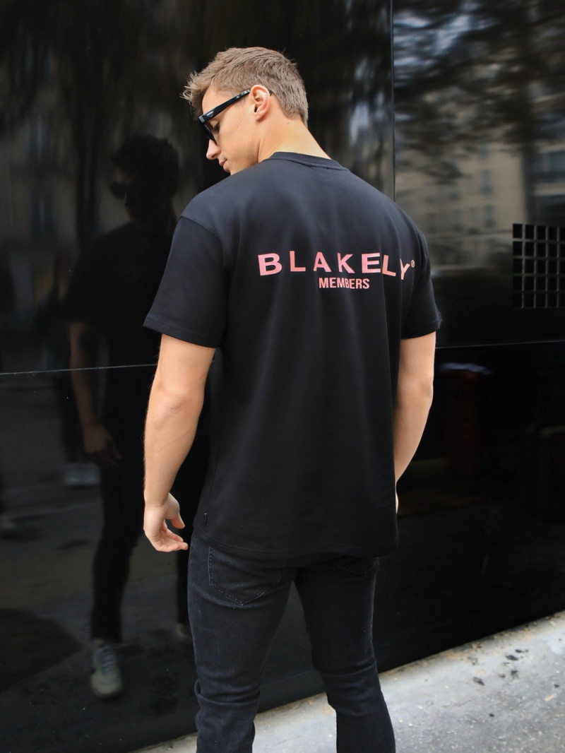 Blakely Members Relaxed T-Shirt Black & Pink | 709-DBFYTV