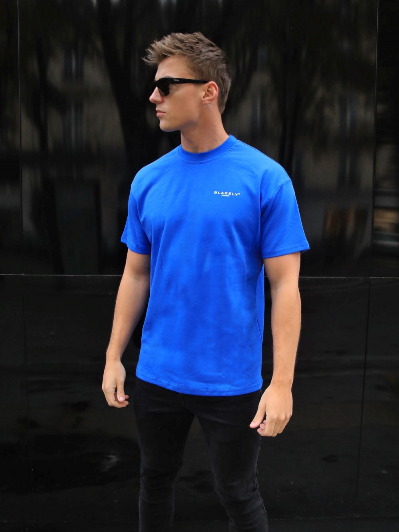 Blakely Members Relaxed T-Shirt Cobalt Blue | 631-RYCGXN