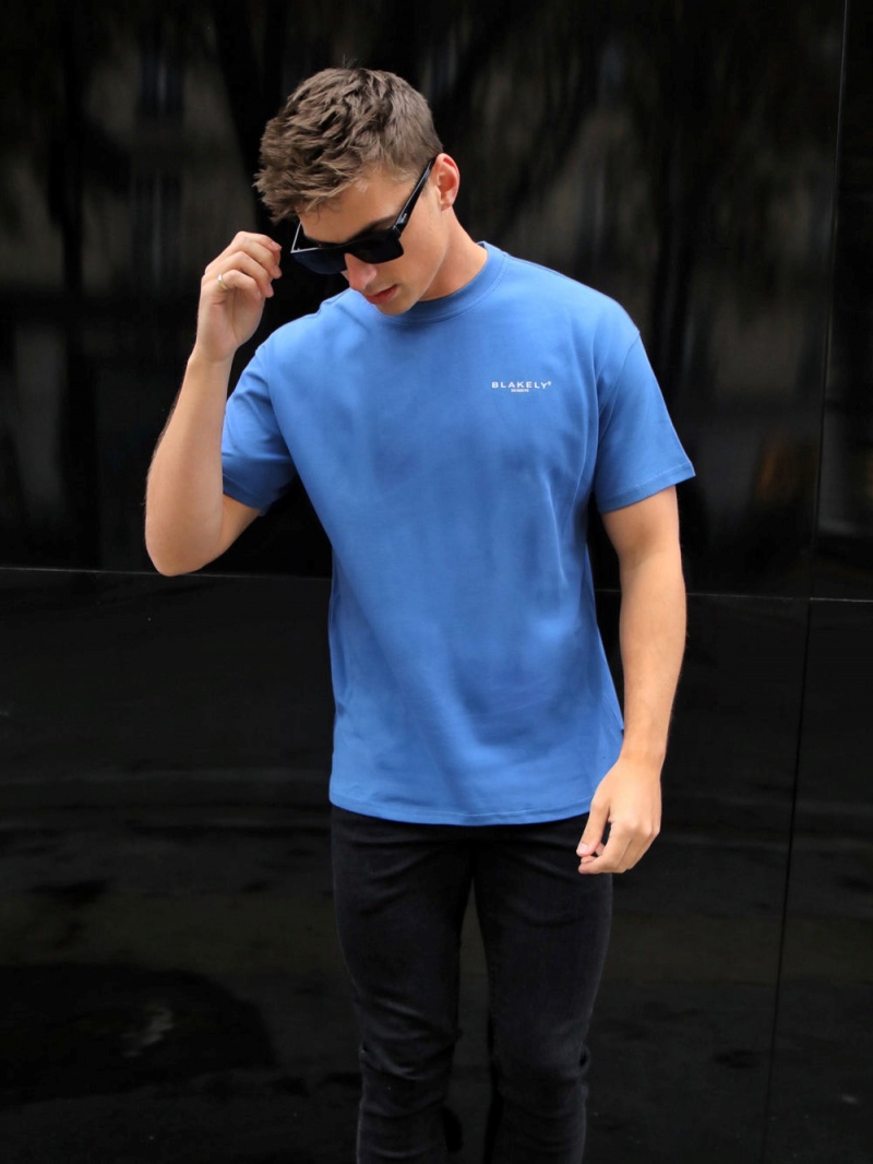 Blakely Members Relaxed T-Shirt Mid Blue | 079-TVFYLQ