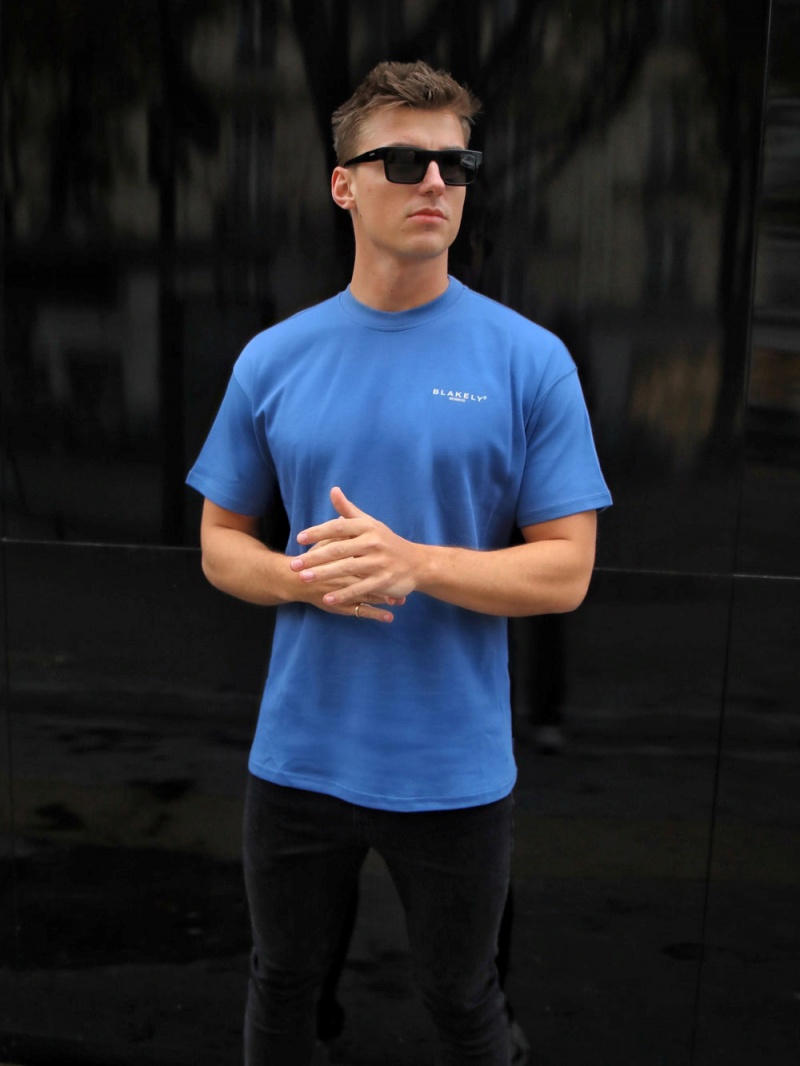 Blakely Members Relaxed T-Shirt Mid Blue | 079-TVFYLQ