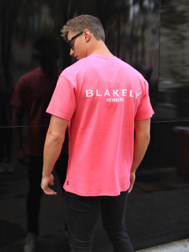 Blakely Members Relaxed T-Shirt Neon Pink | 693-XPYVCI