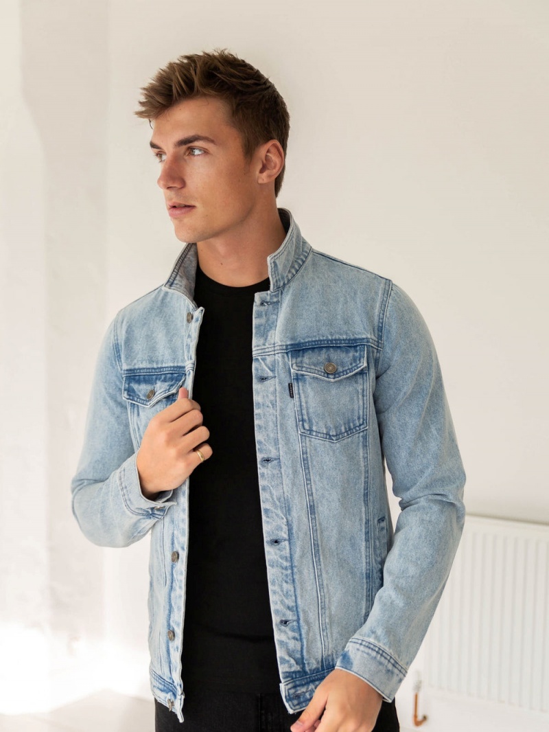 Blakely Mens Brooklyn Denim Jacket Blue | 605-EFNJCB