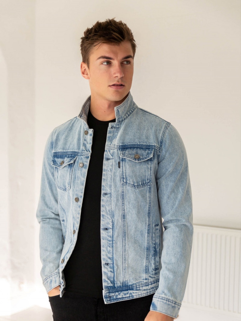 Blakely Mens Brooklyn Denim Jacket Blue | 605-EFNJCB