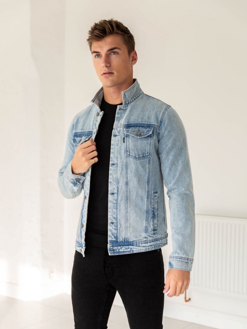 Blakely Mens Brooklyn Denim Jacket Blue | 605-EFNJCB