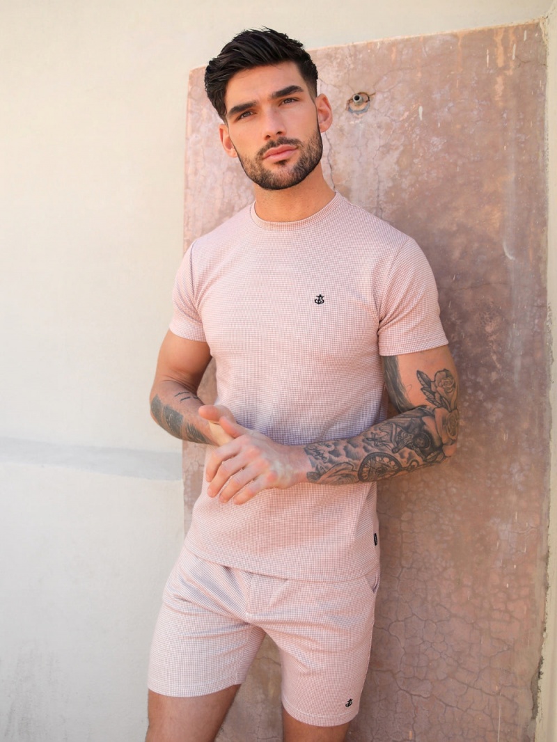 Blakely Midar Check T-Shirt Pink | 483-UGLTXV