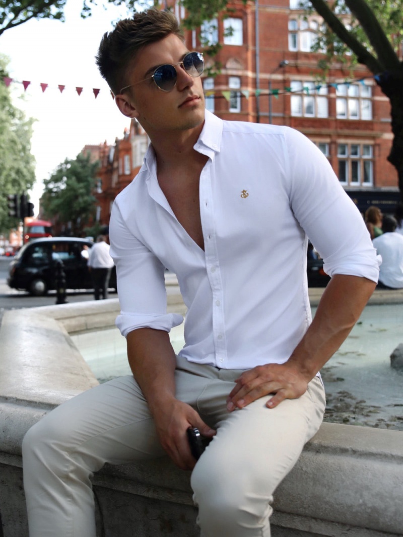 Blakely Monaco Fitted Stretch Shirt White | 780-ABYKVI