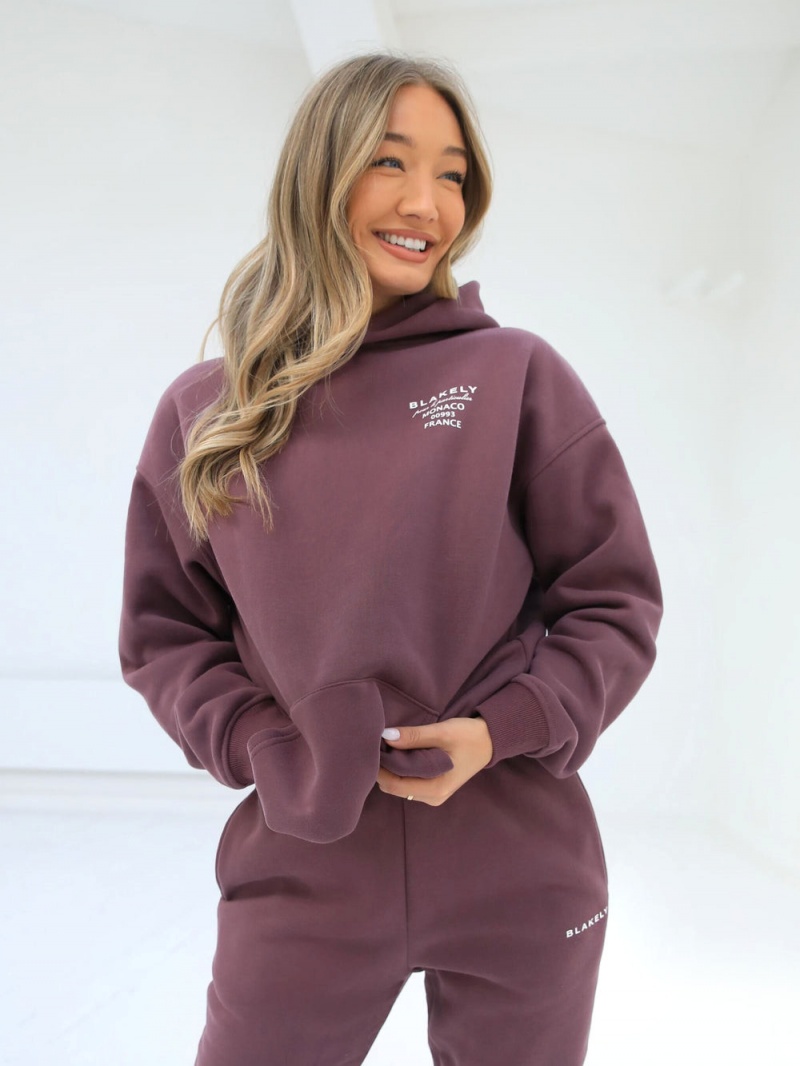 Blakely Monaco Women's Relaxed Hoodie Burgundy | 251-SBNDZW