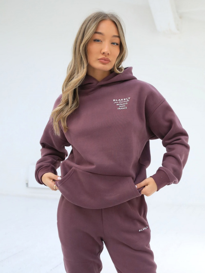 Blakely Monaco Women's Relaxed Hoodie Burgundy | 251-SBNDZW