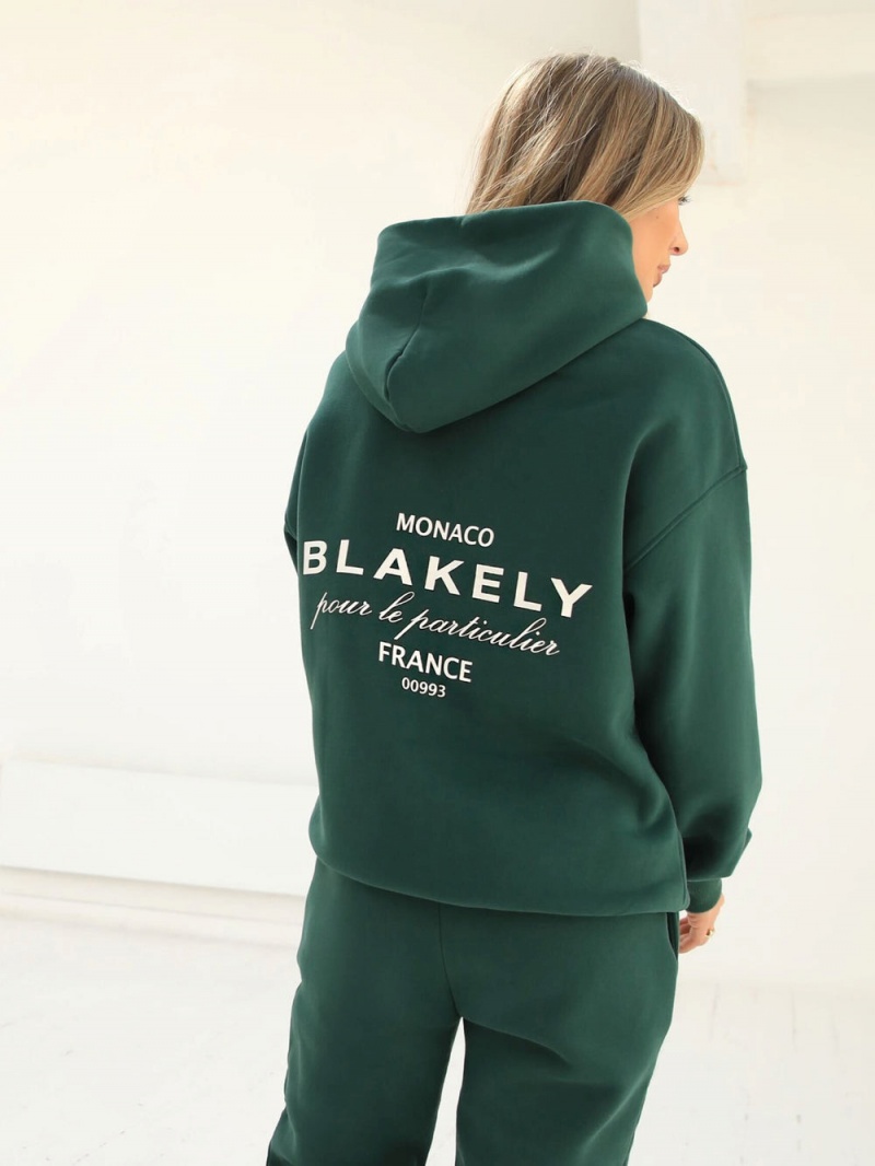 Blakely Monaco Women's Relaxed Hoodie Dark Green | 017-QMUYGT