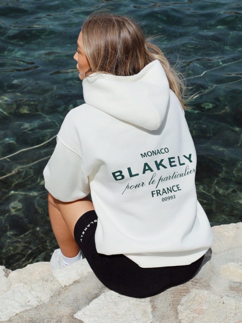 Blakely Monaco Women's Relaxed Hoodie Ivory | 893-CAJPRT