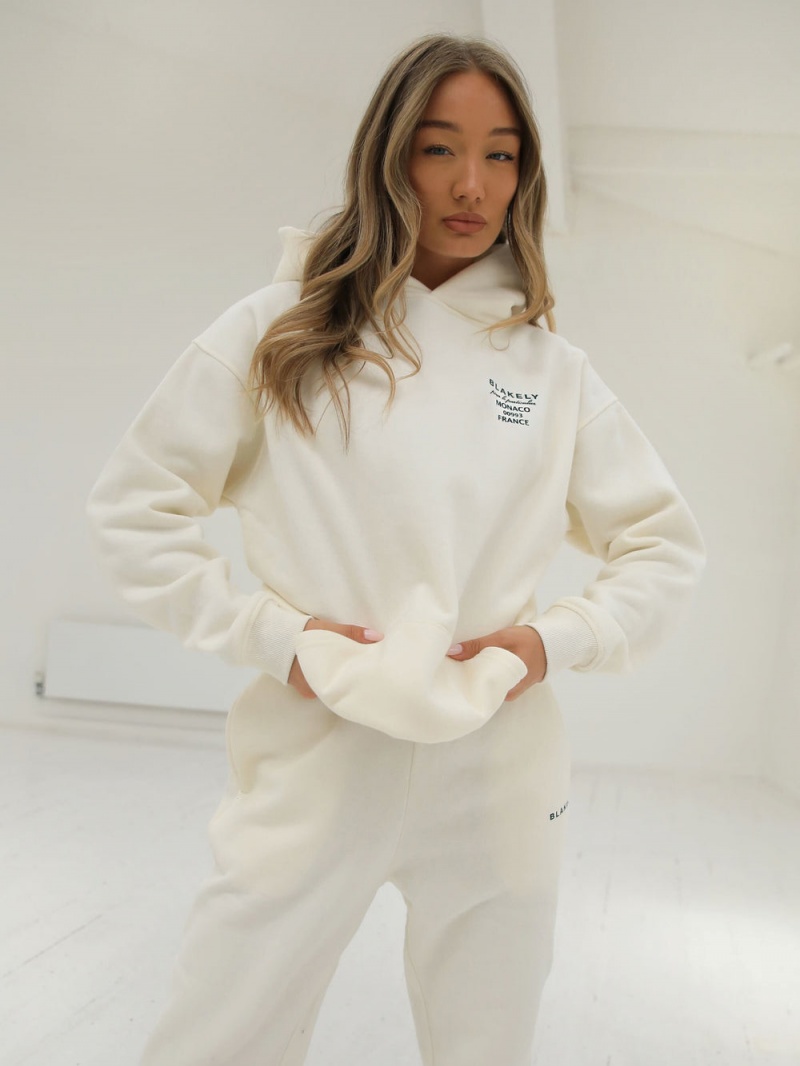 Blakely Monaco Women's Relaxed Hoodie Ivory | 893-CAJPRT