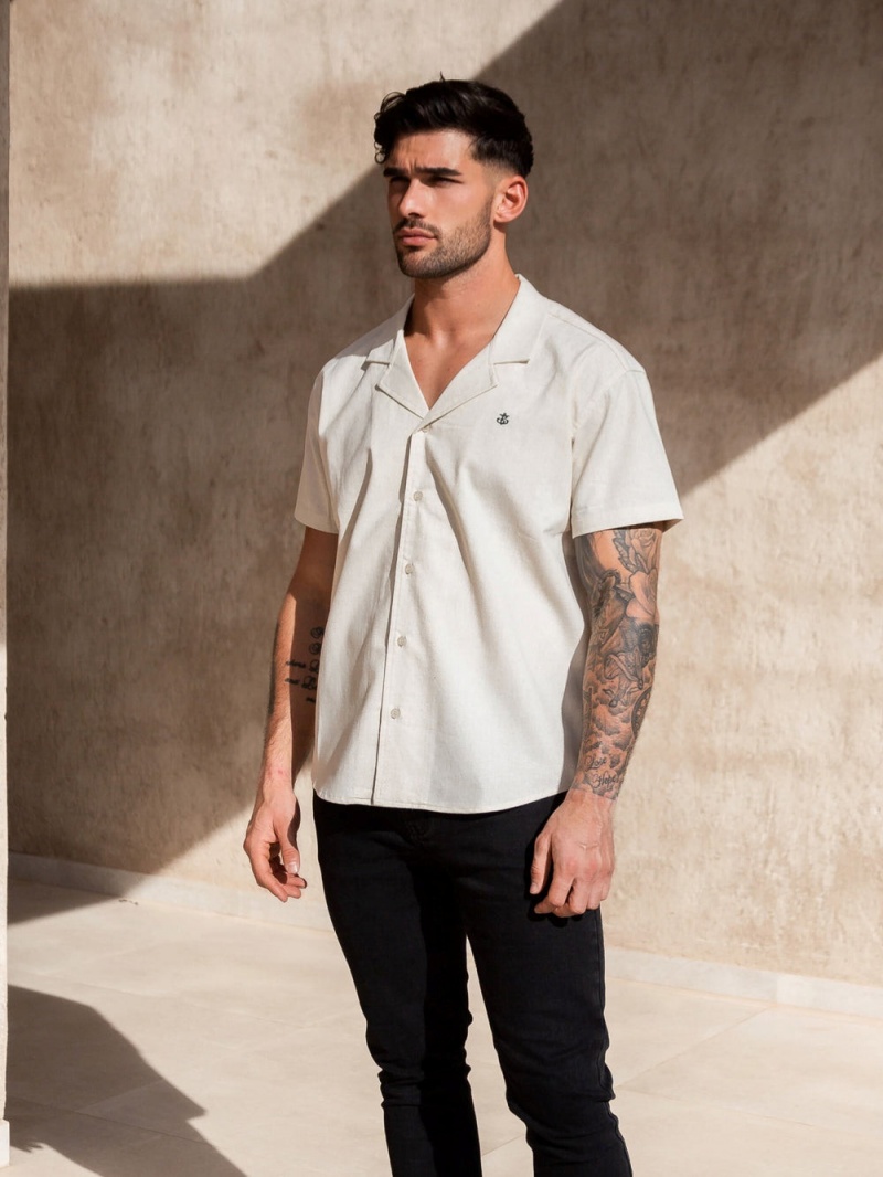 Blakely Nador Open Collared Shirt Sand | 041-QKYORV