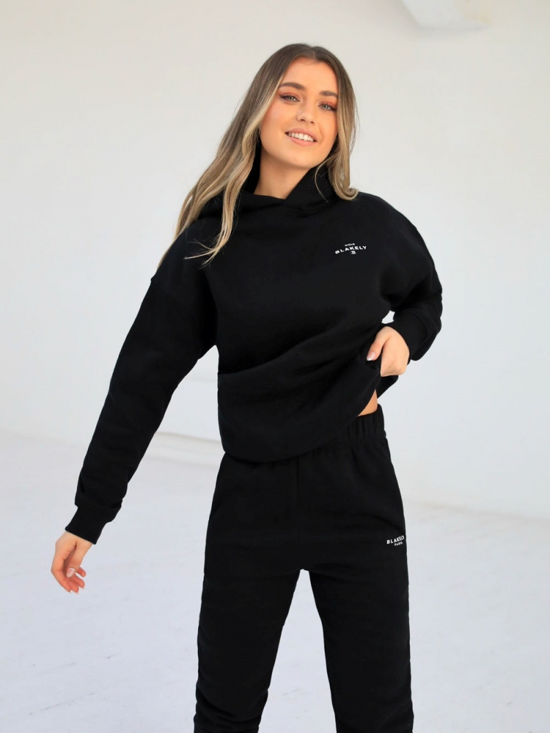 Blakely Noir II Women's Relaxed Hoodie Black | 154-CQDVNB