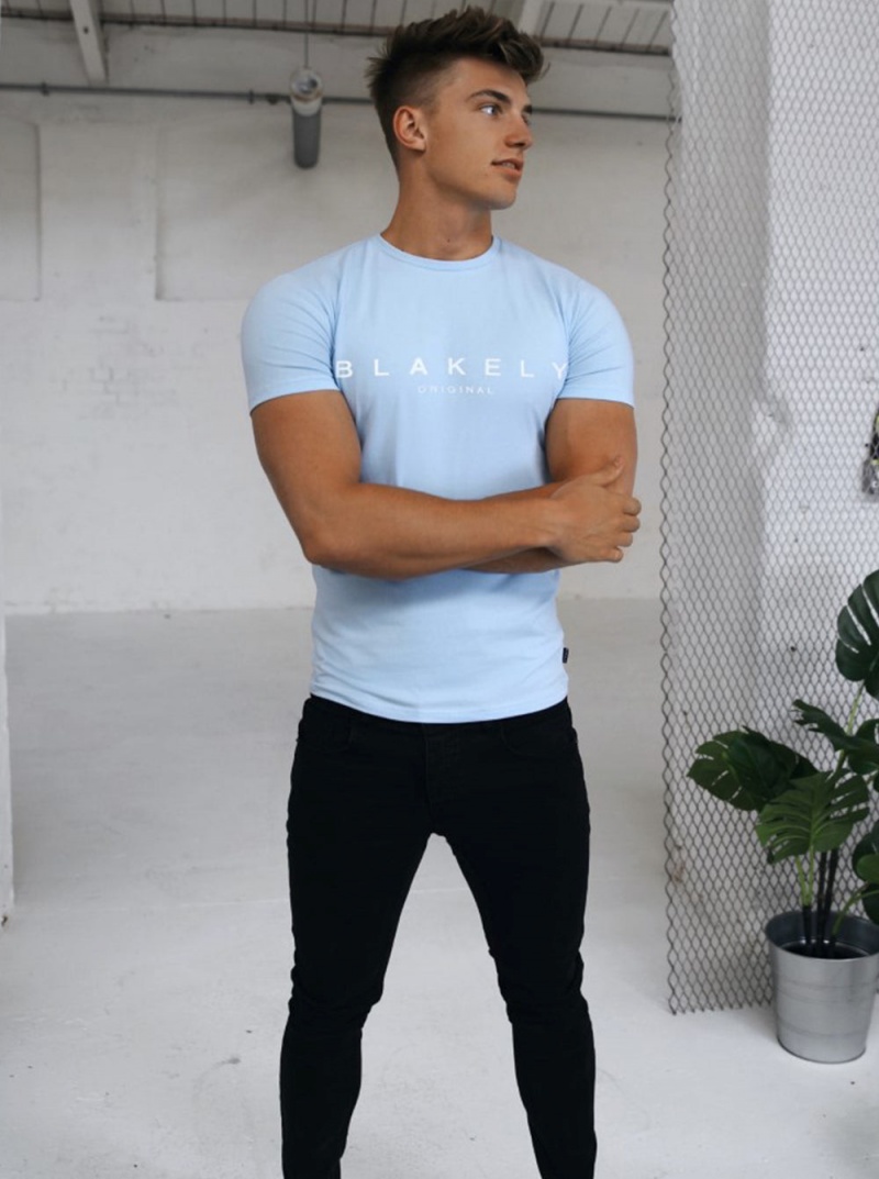 Blakely Ocean T-Shirt Light Blue | 983-TMQPGA