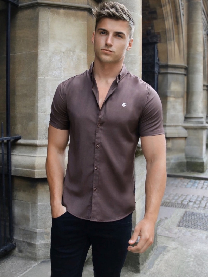 Blakely Palermo Short Sleeve Shirt Brown | 534-SLUNXA