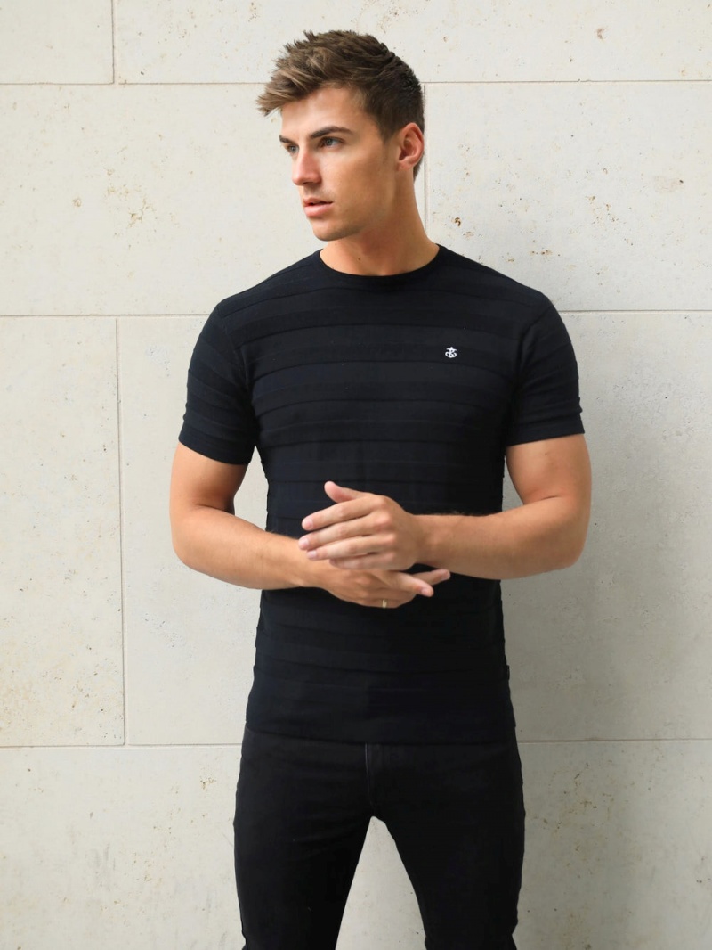 Blakely Raphello Stripe T-Shirt Black | 913-IOCUZA