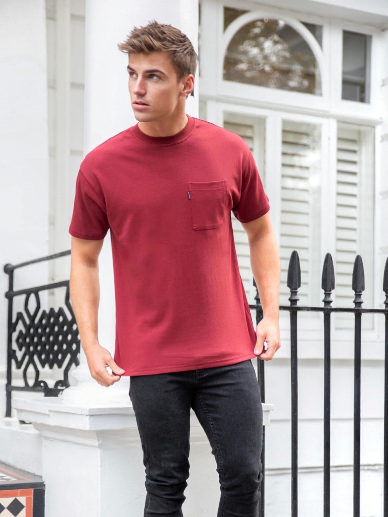 Blakely Relaxed Pocket T-Shirt Burgundy | 673-OVBSUT