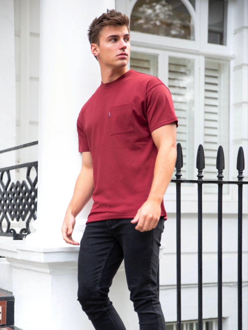 Blakely Relaxed Pocket T-Shirt Burgundy | 673-OVBSUT