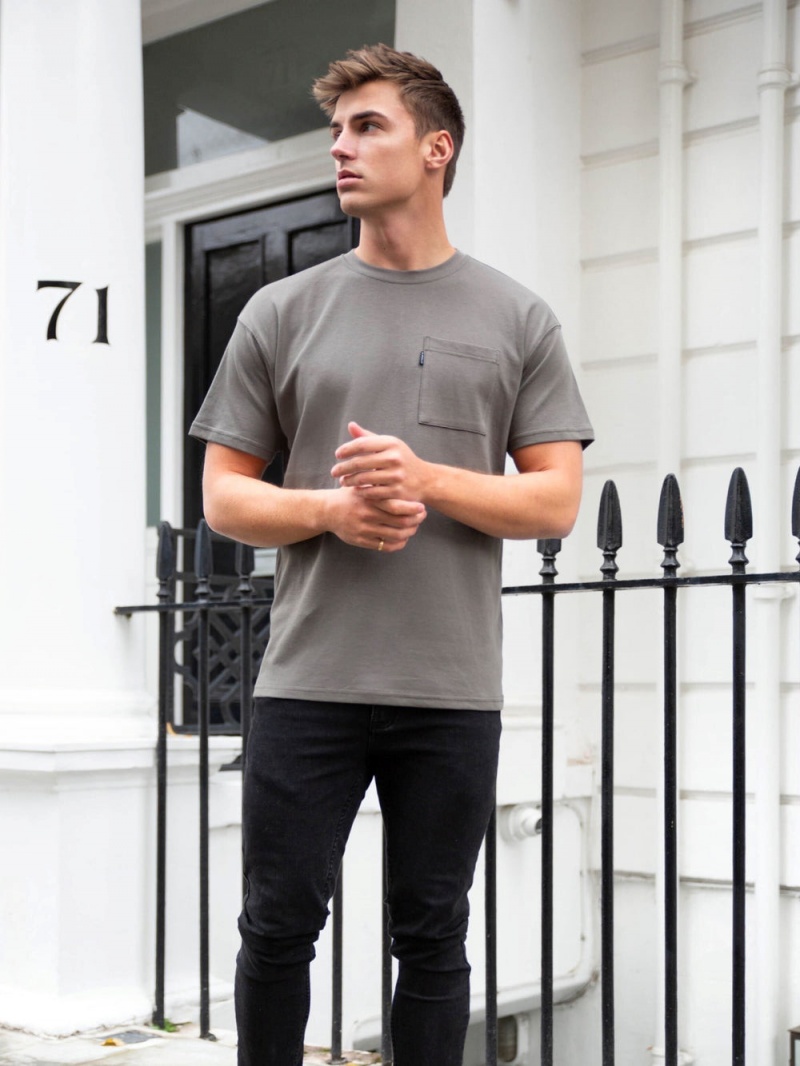 Blakely Relaxed Pocket T-Shirt Charcoal | 970-MNABQR