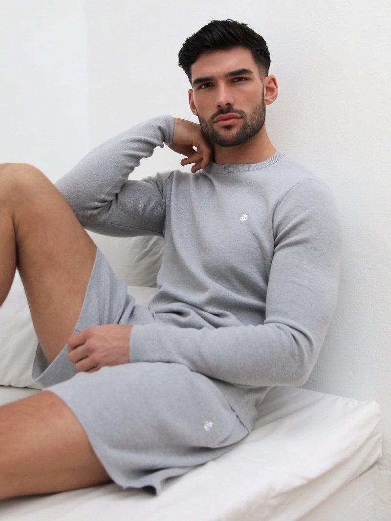 Blakely Riad Knitted Long Sleeve T-Shirt Grey | 150-PBCHFI