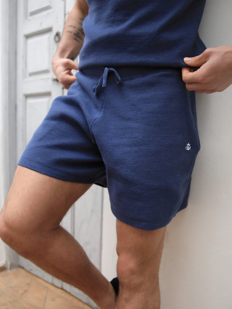 Blakely Riad Knitted Shorts Blue | 392-CNGRDF