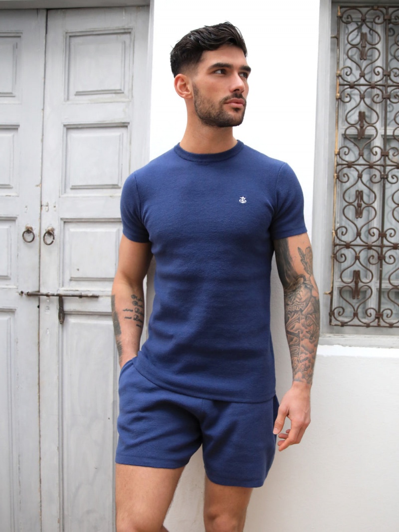 Blakely Riad Knitted T-Shirt Blue | 264-CWITSY